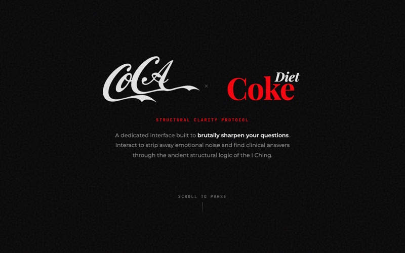 The CoCA × Diet Coke Oracle title screen