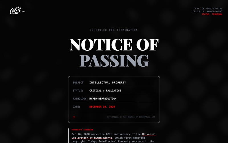 Notice of Passing — the death certificate for Intellectual Property